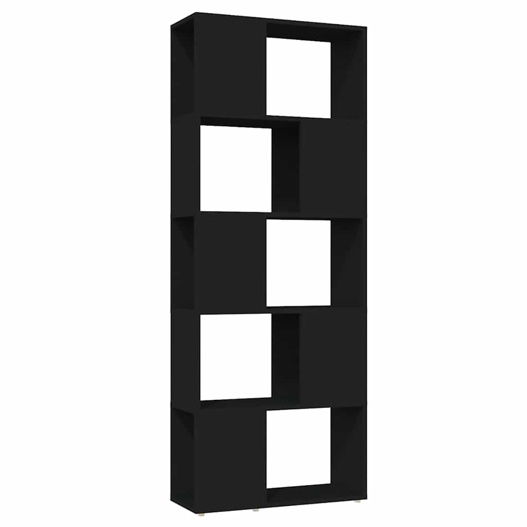 Βιβλιοθήκη/Διαχωριστικό Χώρου Μαύρο 60x24x155 εκ. Επεξ. Ξύλο