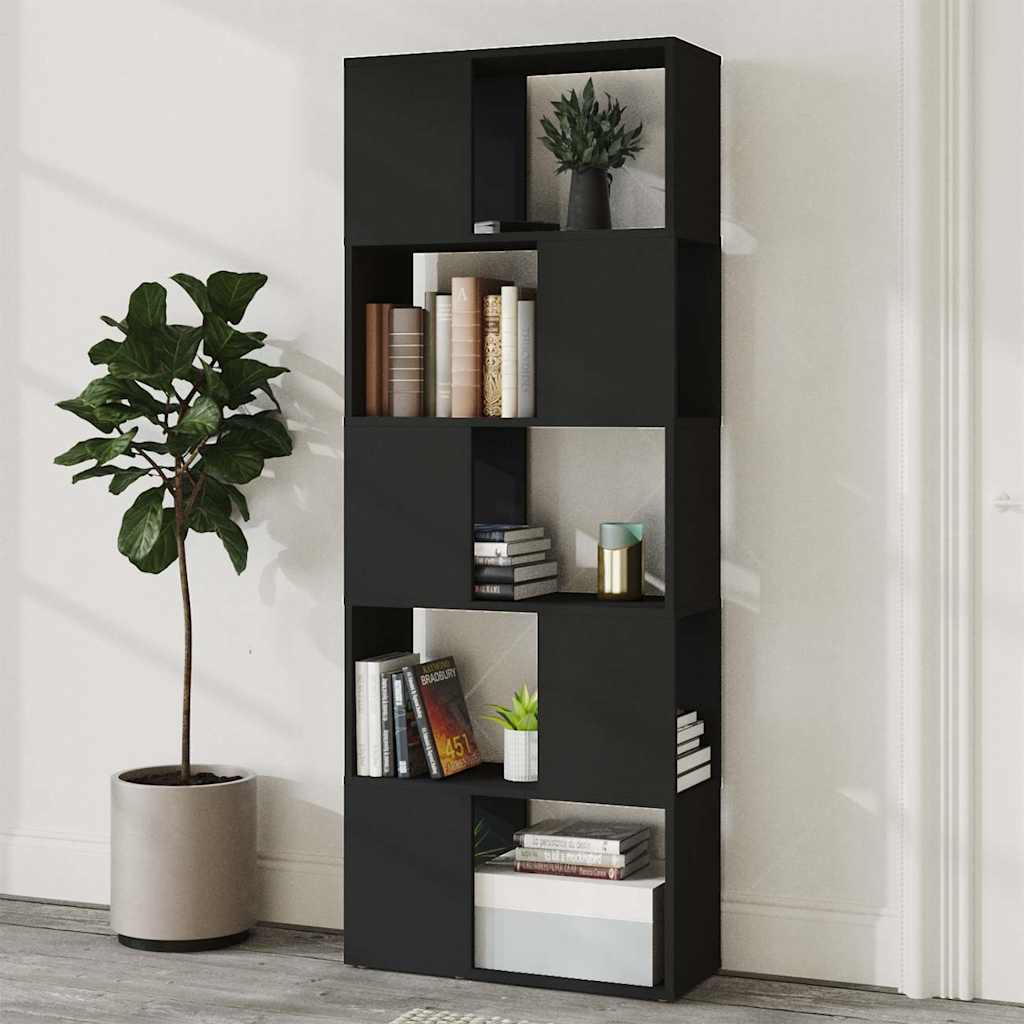 Βιβλιοθήκη/Διαχωριστικό Χώρου Μαύρο 60x24x155 εκ. Επεξ. Ξύλο