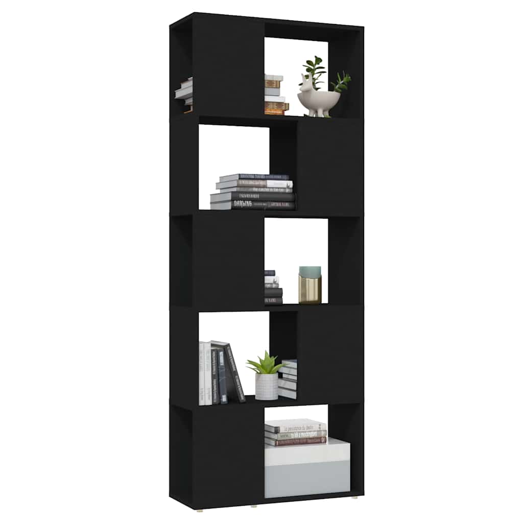 Βιβλιοθήκη/Διαχωριστικό Χώρου Μαύρο 60x24x155 εκ. Επεξ. Ξύλο