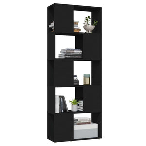 Βιβλιοθήκη/Διαχωριστικό Χώρου Μαύρο 60x24x155 εκ. Επεξ. Ξύλο