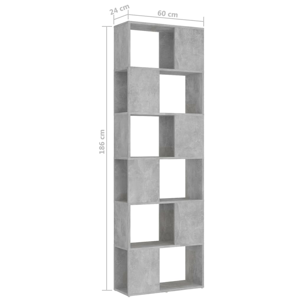 Βιβλιοθήκη/Διαχωρισ. Χώρου Γκρι Σκυρ. 60x24x186 εκ. Μοριοσανίδα - Pakobazaar
