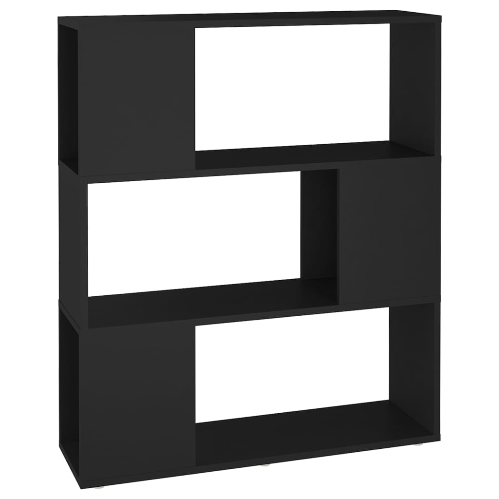Βιβλιοθήκη/Διαχωριστικό Χώρου Μαύρο 80x24x94 εκ. Μοριοσανίδα