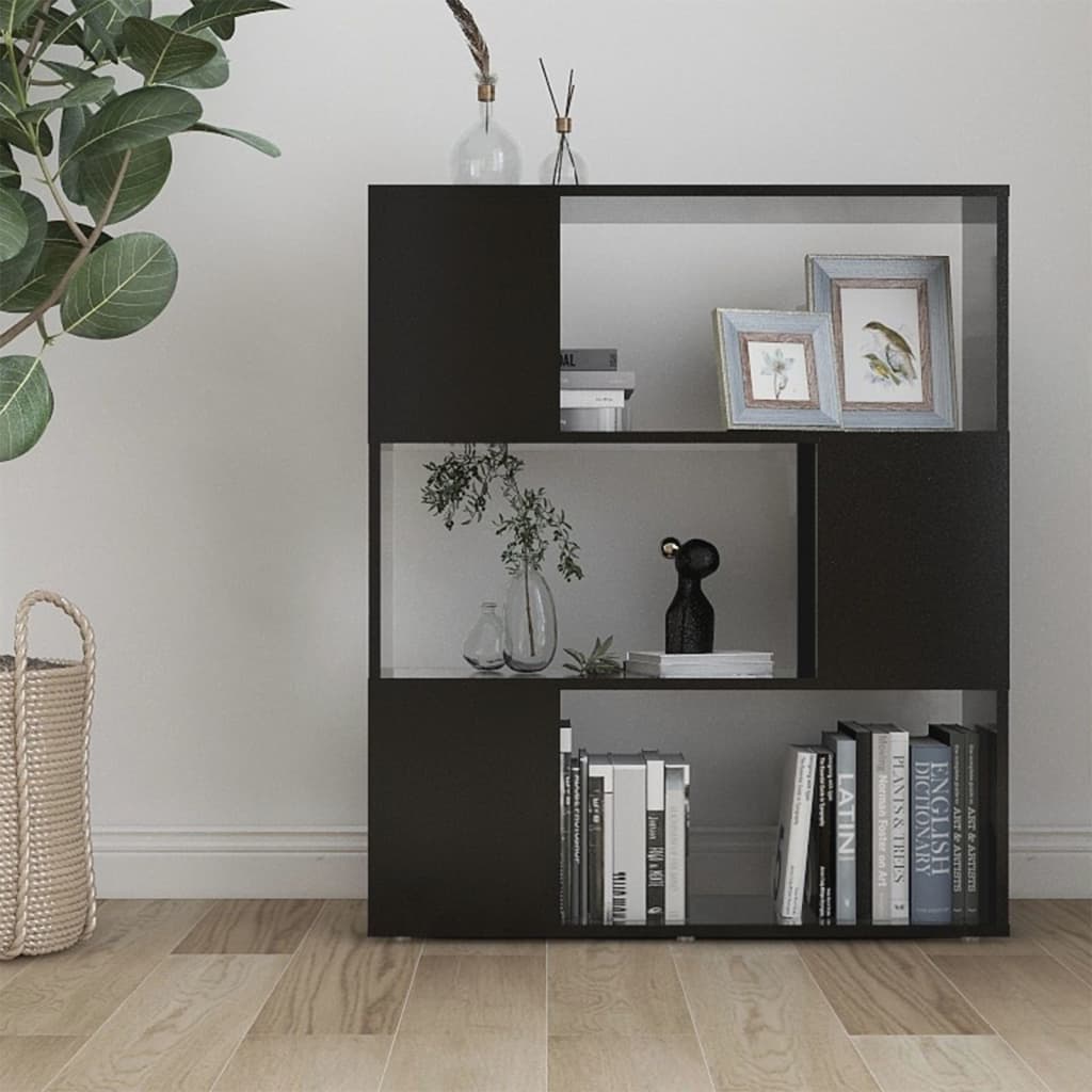 Βιβλιοθήκη/Διαχωριστικό Χώρου Μαύρο 80x24x94 εκ. Μοριοσανίδα