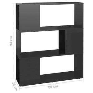 Βιβλιοθήκη/Διαχωριστικό Χώρου Γυαλ. Γκρι 80x24x94εκ Μοριοσανίδα