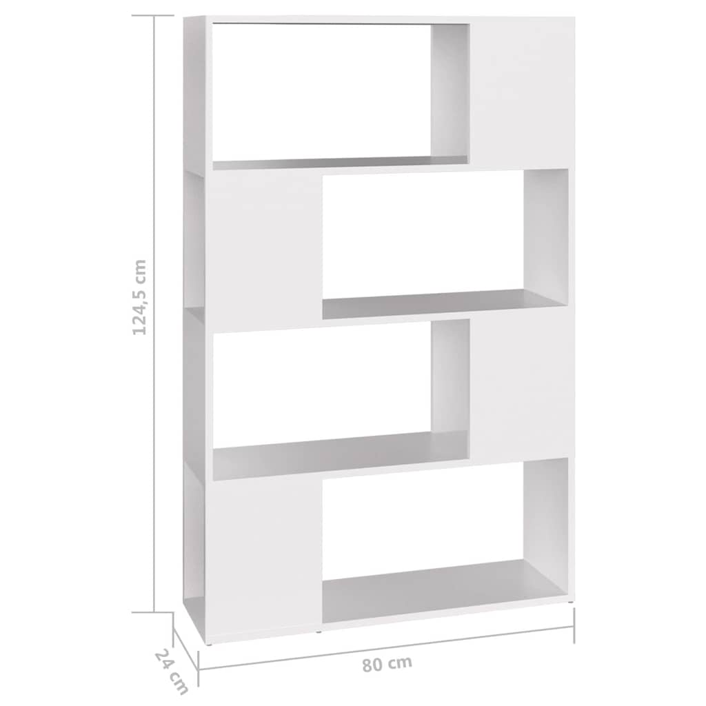Βιβλιοθήκη/Διαχωριστικό Χώρου Λευκό 80x24x124,5 εκ. Μοριοσανίδα