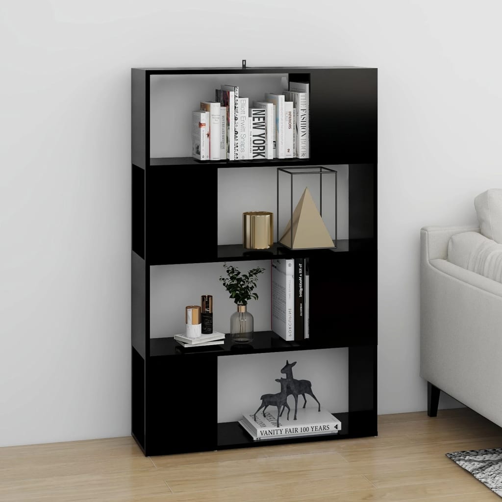 Βιβλιοθήκη/Διαχωριστικό Χώρου Μαύρο 80x24x124,5 εκ. Μοριοσανίδα