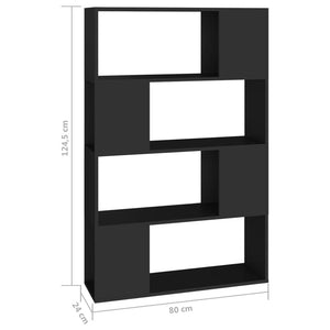 Βιβλιοθήκη/Διαχωριστικό Χώρου Μαύρο 80x24x124,5 εκ. Μοριοσανίδα