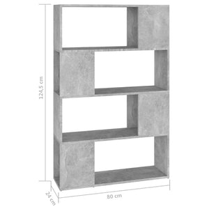 Βιβλιοθήκη/Διαχωριστικό Γκρι Σκυροδ. 80x24x124,5 εκ Μοριοσανίδα