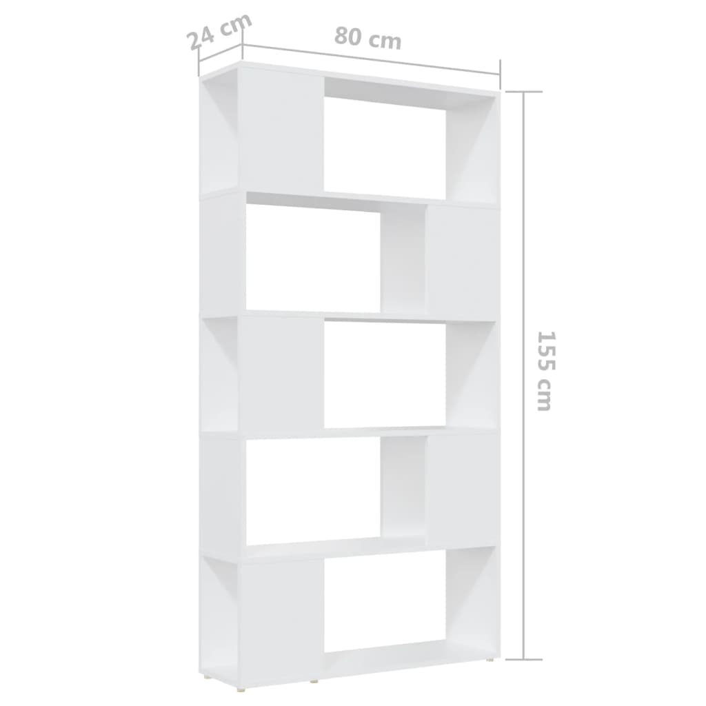 Βιβλιοθήκη/Διαχωριστικό Χώρου Λευκό 80x24x155 εκ. Μοριοσανίδα