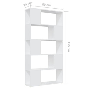 Βιβλιοθήκη/Διαχωριστικό Χώρου Λευκό 80x24x155 εκ. Μοριοσανίδα