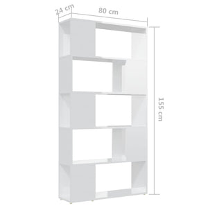 Βιβλιοθήκη/Διαχωρ. Χώρου Γυαλ. Λευκό 80x24x155 εκ. Μοριοσανίδα