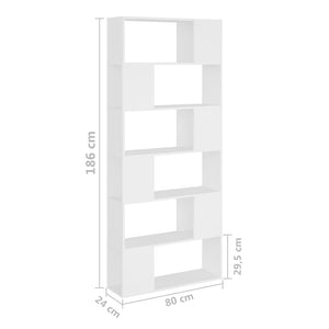 Βιβλιοθήκη/Διαχωριστικό Χώρου Λευκό 80x24x186 εκ. Επεξ. Ξύλο - Pakobazaar