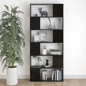 Βιβλιοθήκη/Διαχωριστικό Χώρου Μαύρη 80x24x186 εκ. Επεξ. Ξύλο