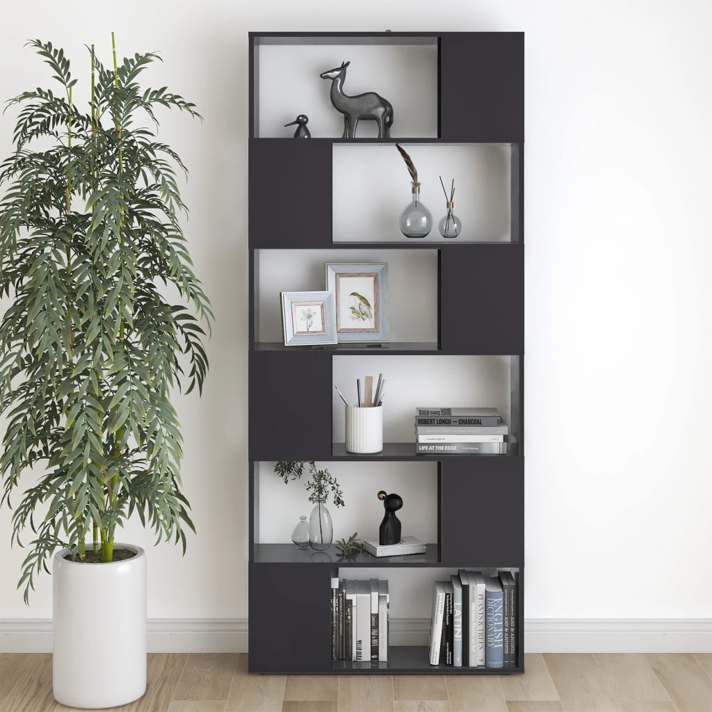 Βιβλιοθήκη/Διαχωριστικό Χώρου Γκρι 80x24x186 εκ. Μοριοσανίδα