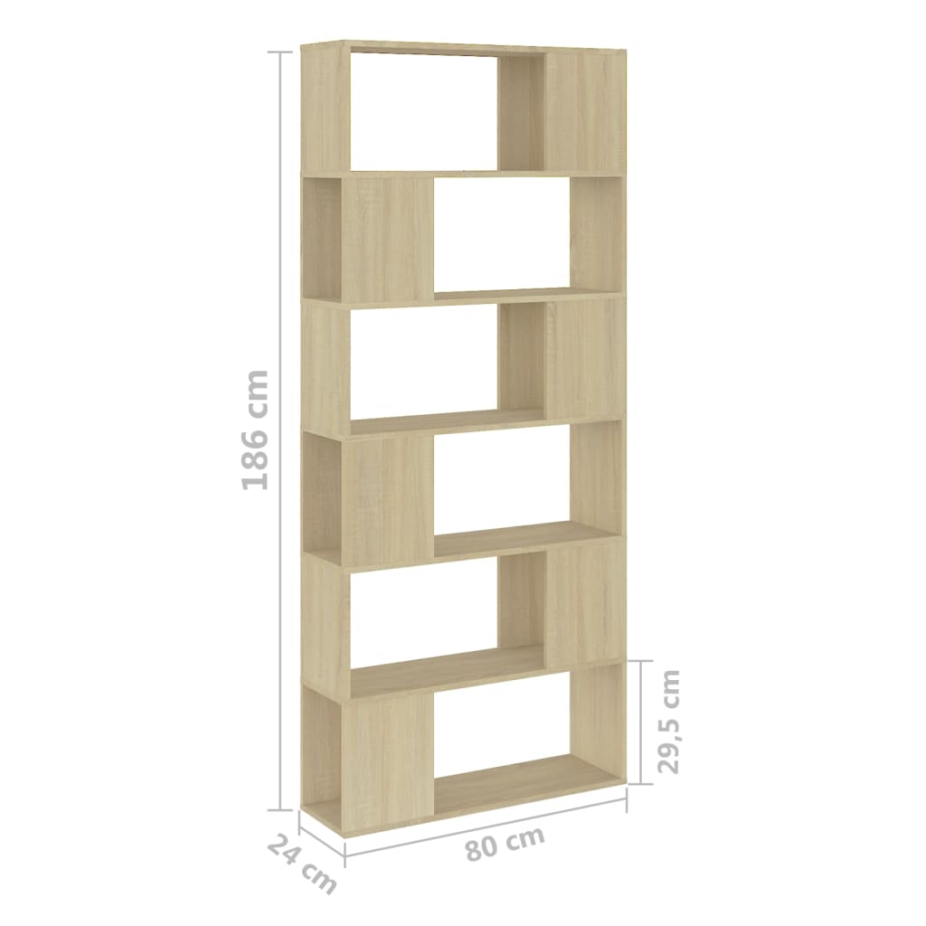 Βιβλιοθήκη/Διαχωρ. Χώρου Sonoma Δρυς 80x24x186 εκ. Επεξ. Ξύλο - Pakobazaar