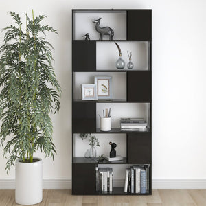 Βιβλιοθήκη/Διαχωρ. Χώρου Γυαλ. Μαύρο 80x24x186 εκ. Μοριοσανίδα
