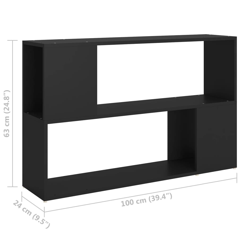 Βιβλιοθήκη Μαύρη 100 x 24 x 63 εκ. από Επεξεργασμένο Ξύλο