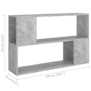 Βιβλιοθήκη Γκρι Σκυροδέματος 100 x 24 x 63 εκ. Επεξεργασμ. Ξύλο