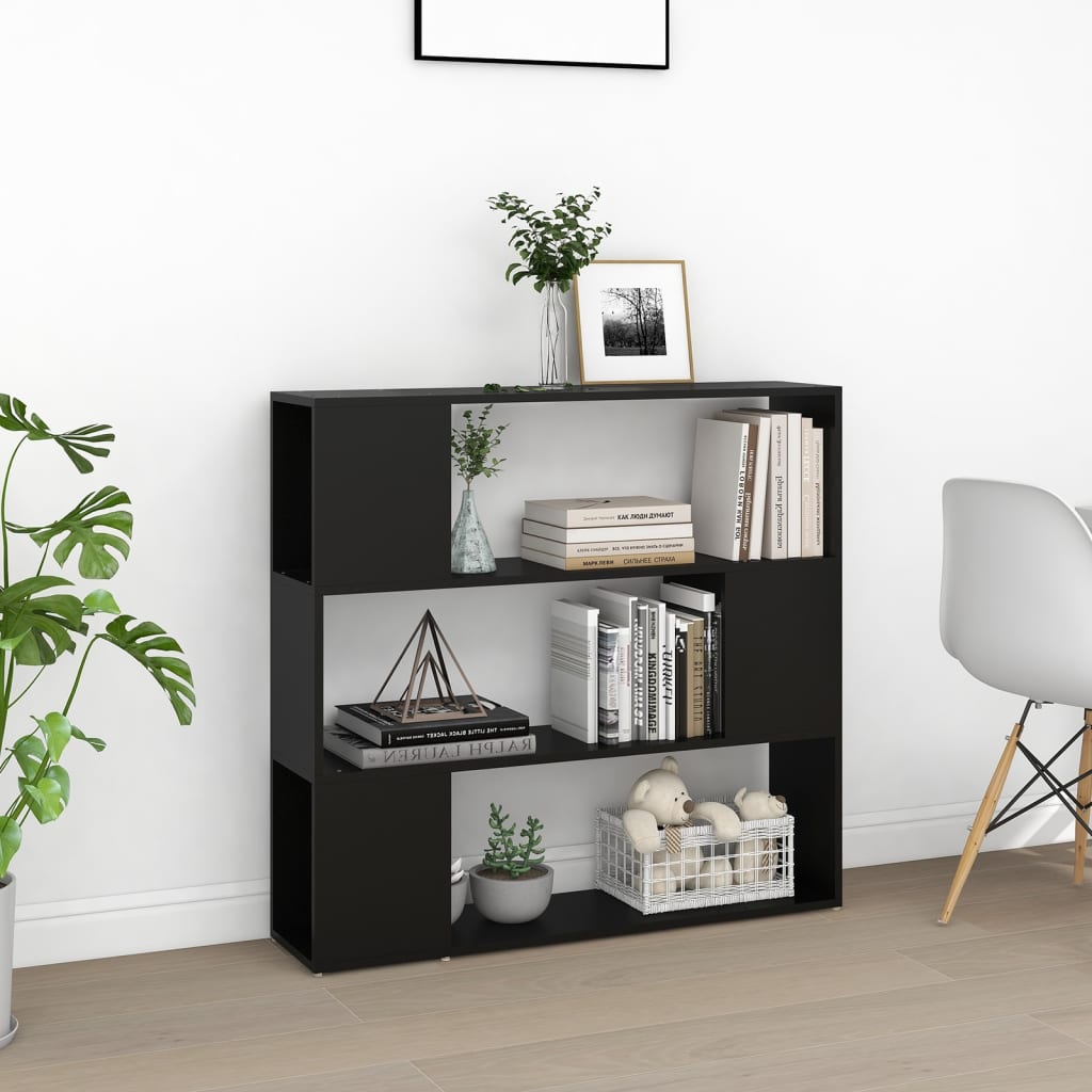 Βιβλιοθήκη/Διαχωριστικό Χώρου Μαύρο 100 x 24 x 94 εκ. - Pakobazaar
