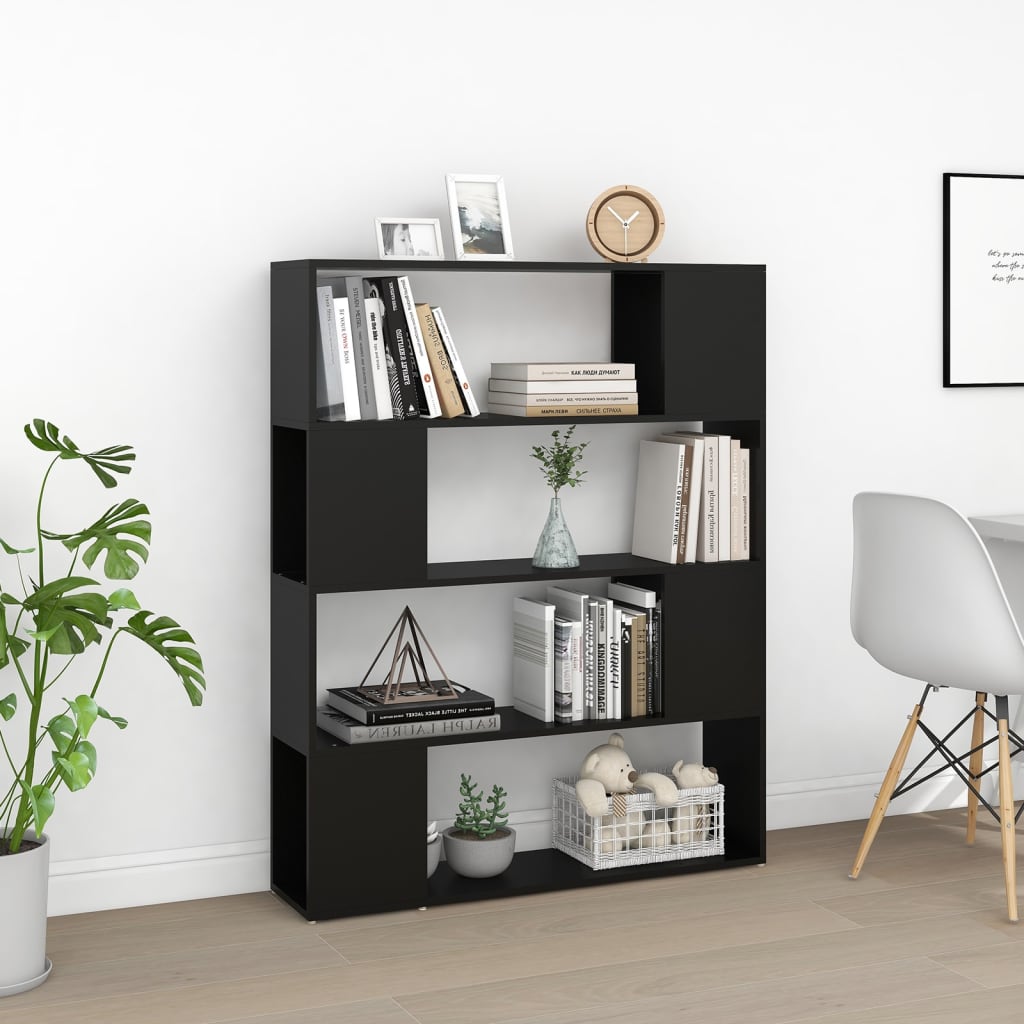 Βιβλιοθήκη/Διαχωριστικό Χώρου Μαύρο 100 x 24 x 124 εκ. - Pakobazaar