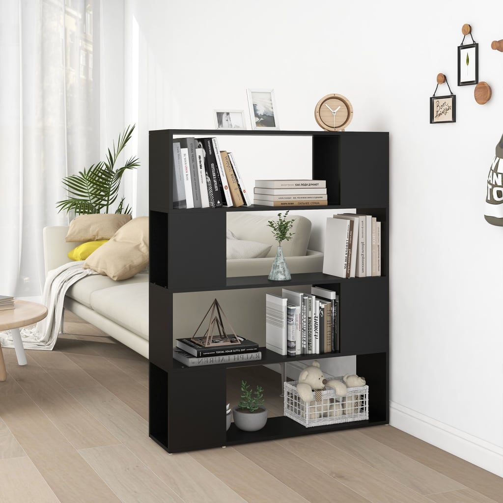 Βιβλιοθήκη/Διαχωριστικό Χώρου Μαύρο 100 x 24 x 124 εκ. - Pakobazaar