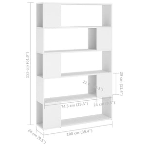 Βιβλιοθήκη/Διαχωριστικό Χώρου Λευκό 100x24x155 εκ. Επεξ. Ξύλο - Pakobazaar
