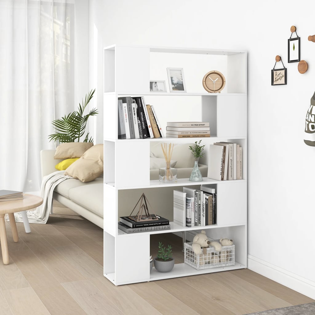 Βιβλιοθήκη/Διαχωριστικό Χώρου Λευκό 100x24x155 εκ. Επεξ. Ξύλο - Pakobazaar