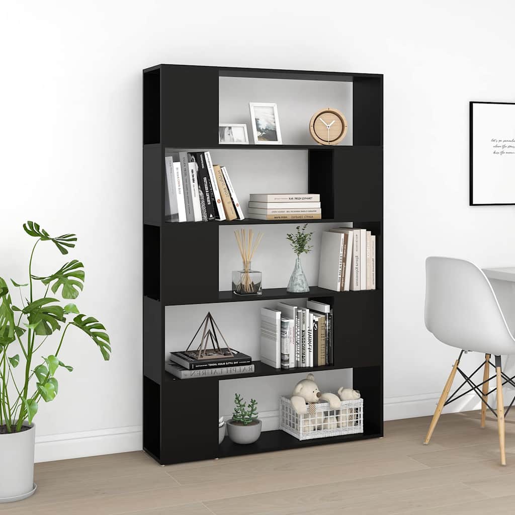 Βιβλιοθήκη/Διαχωριστικό Χώρου Μαύρο 100x24x155 εκ. Επεξ. Ξύλο