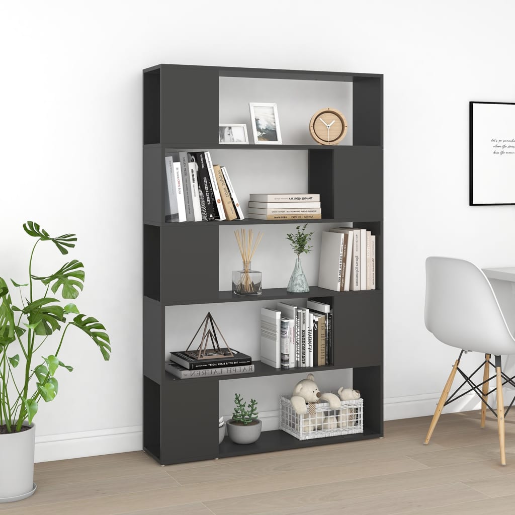 Βιβλιοθήκη/Διαχωριστικό Χώρου Γκρι 100x24x155 εκ. Επεξ. Ξύλο