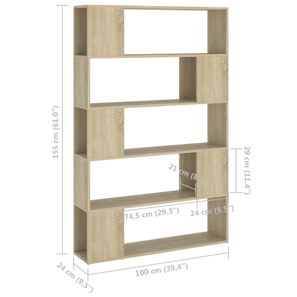 Βιβλιοθήκη/Διαχωρ. Χώρου Sonoma Δρυς 100x24x155 εκ. Επεξ. Ξύλο - Pakobazaar