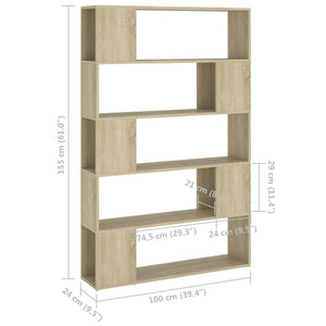 Βιβλιοθήκη/Διαχωρ. Χώρου Sonoma Δρυς 100x24x155 εκ. Επεξ. Ξύλο - Pakobazaar