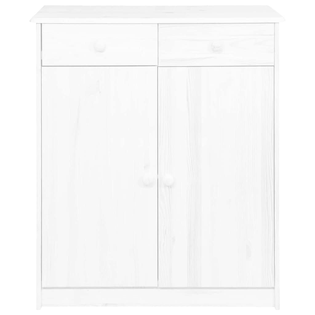 Συρταριέρα με 2 Συρτάρια Λευκή 78x35x89 εκ. Μασίφ Ξύλο Πεύκου