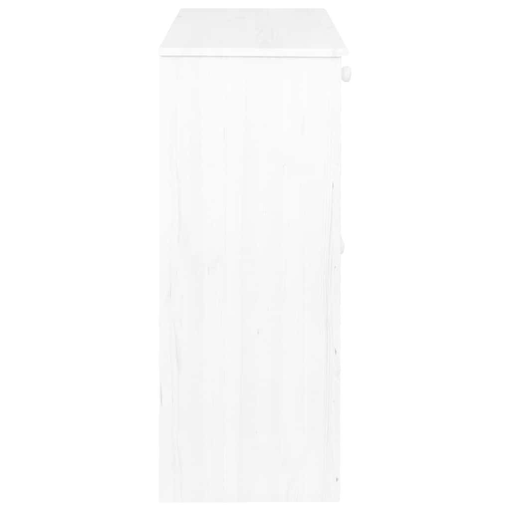 Συρταριέρα με 2 Συρτάρια Λευκή 78x35x89 εκ. Μασίφ Ξύλο Πεύκου