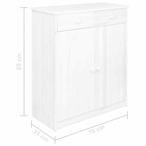 Συρταριέρα με 2 Συρτάρια Λευκή 78x35x89 εκ. Μασίφ Ξύλο Πεύκου