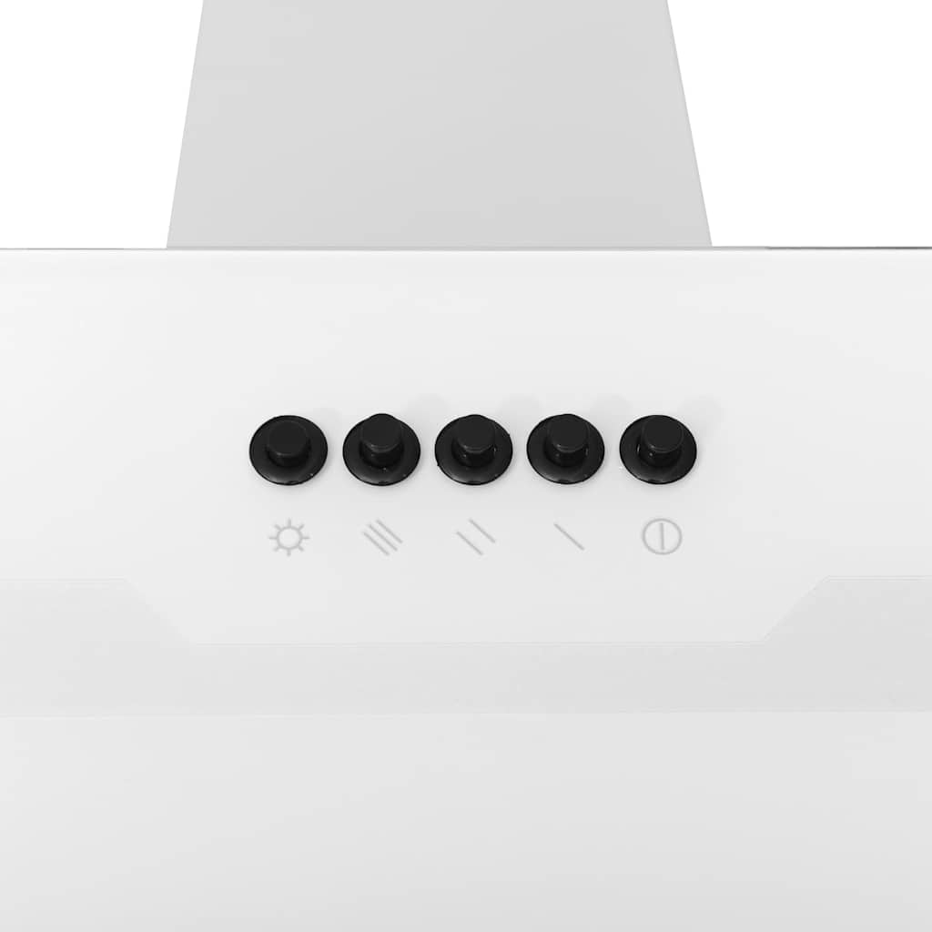 Απορροφητήρας Τοίχου Λευκός 90 εκ. από Ατσάλι και Ψημένο Γυαλί - Pakobazaar