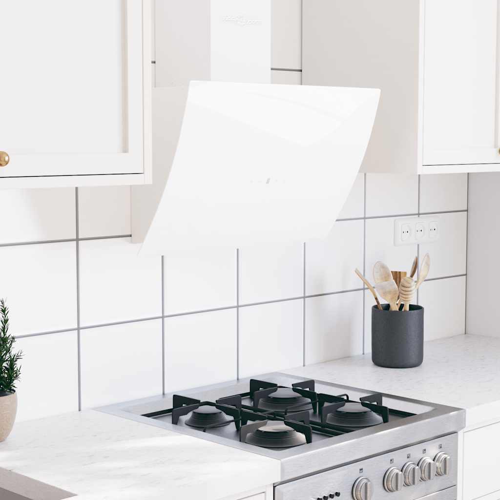 Απορροφητήρας Τοίχου Λευκός 60 εκ. από Ατσάλι και Ψημένο Γυαλί - Pakobazaar