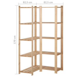 Γωνιακή Ραφιέρα 5 Επιπέδων 82,5x82,5 x170 εκ. Μασίφ Ξύλο Πεύκου
