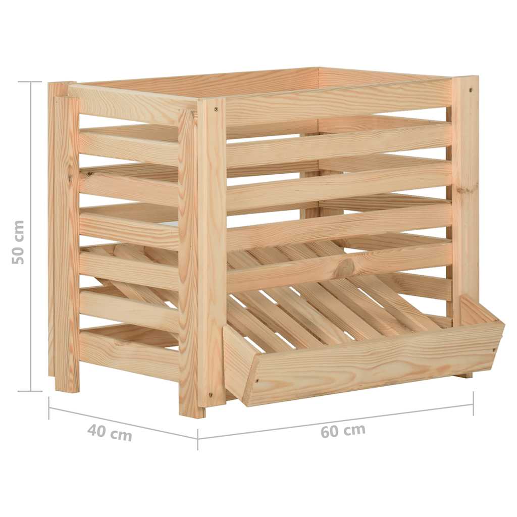Κουτί Αποθήκευσης Λαχανικών 60x40x50 εκ. από Μασίφ Ξύλο Πεύκου
