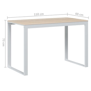 Γραφείο Υπολογιστή Λευκό/Δρυς 110 x 60 x 73 εκ. από Μοριοσανίδα - PAKOBAZAAR