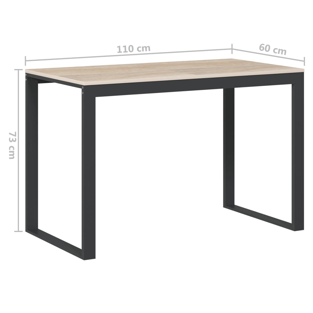 Γραφείο Υπολογιστή Μαύρο/Δρυς 110 x 60 x 73 εκ. από Μοριοσανίδα - Pakobazaar