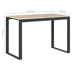 Γραφείο Υπολογιστή Μαύρο/Δρυς 110 x 60 x 73 εκ. από Μοριοσανίδα - Pakobazaar