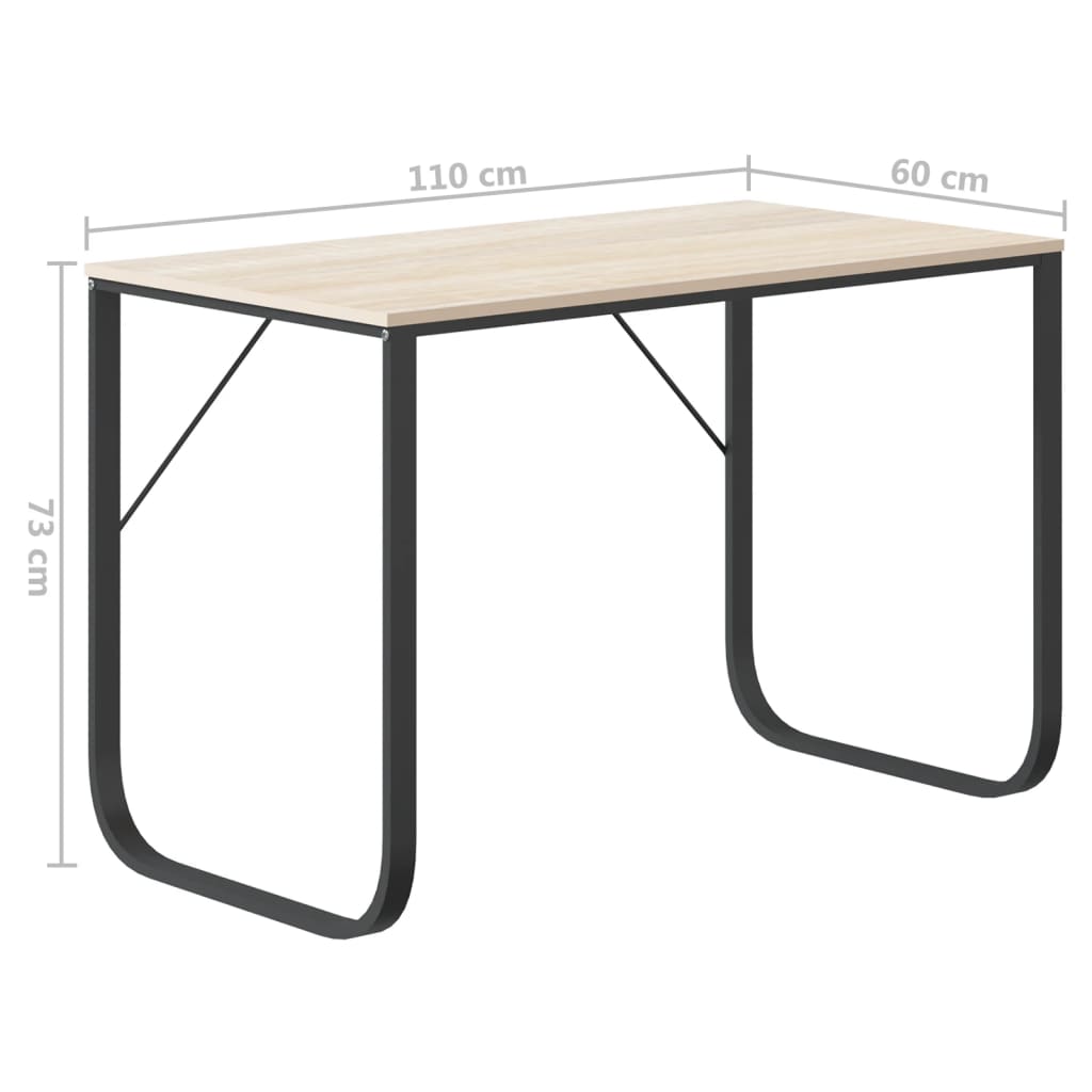 Γραφείο Υπολογιστή Μαύρο/Δρυς 110 x 60 x 73 εκ. από Μοριοσανίδα - PAKOBAZAAR