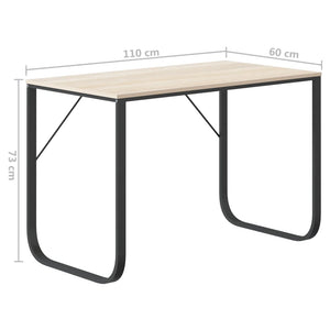 Γραφείο Υπολογιστή Μαύρο/Δρυς 110 x 60 x 73 εκ. από Μοριοσανίδα - PAKOBAZAAR