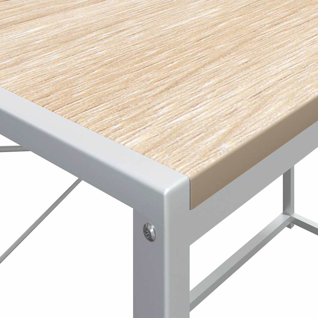 Γραφείο Υπολογιστή Λευκό/Δρυς 110 x 60 x 138 εκ. Επεξ. Ξύλο