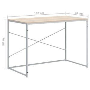 Γραφείο Υπολογιστή Λευκό/Δρυς 110 x 60 x 70 εκ. Επεξ. Ξύλο - PAKOBAZAAR