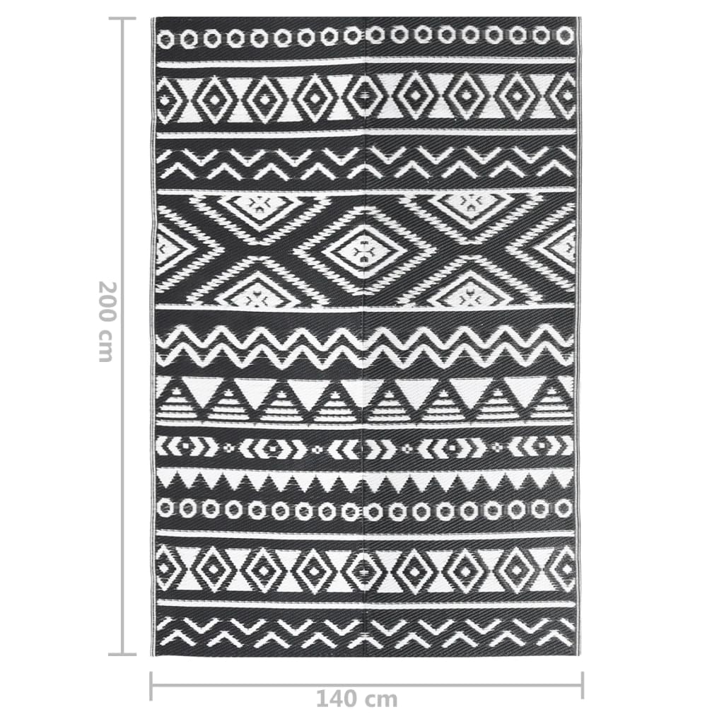 Χαλί εξωτερικού χώρου ARAKIL Μαύρο 140x200 cm PP - Pakobazaar