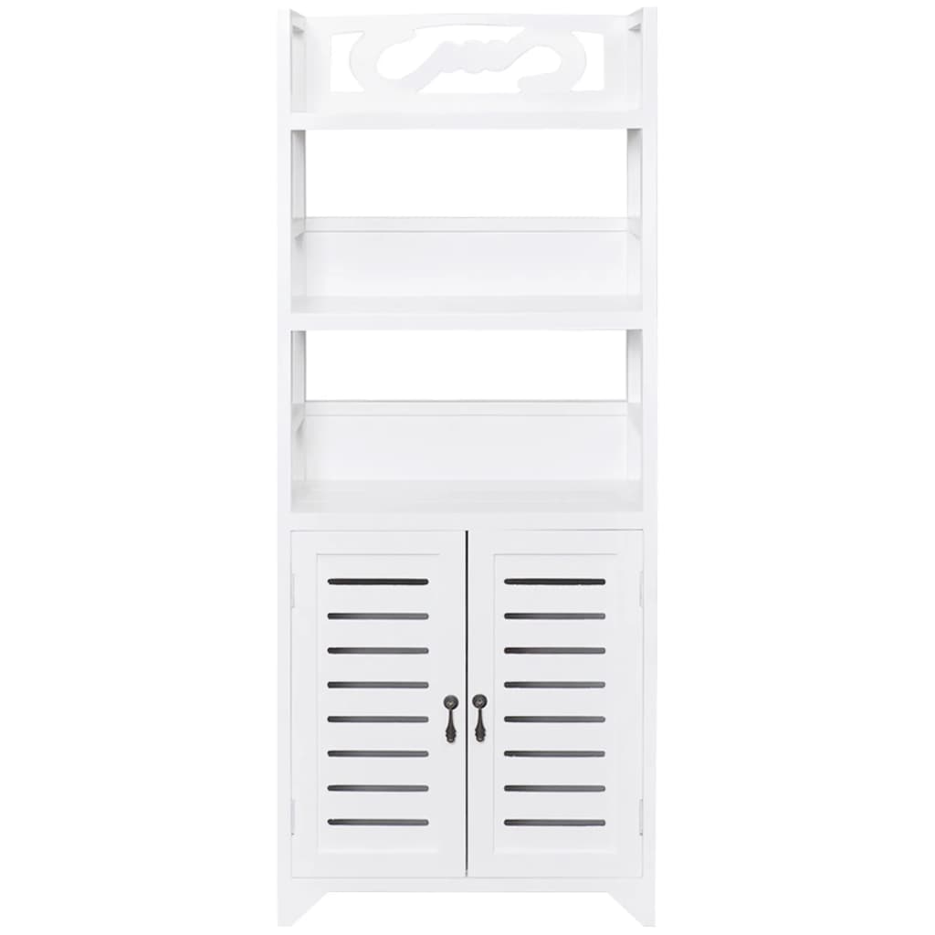 Ντουλάπι Βιτρίνα Λευκό 46 x 24 x 140 εκ. Μασίφ Ξύλο Παυλώνιας