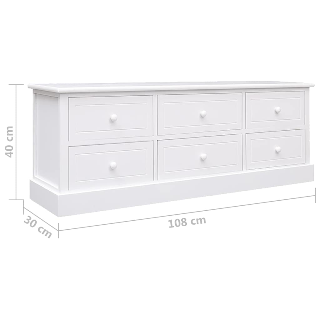 Έπιπλο Τηλεόρασης Λευκό 108x30x40 εκ. από Μασίφ Ξύλο Παυλώνιας