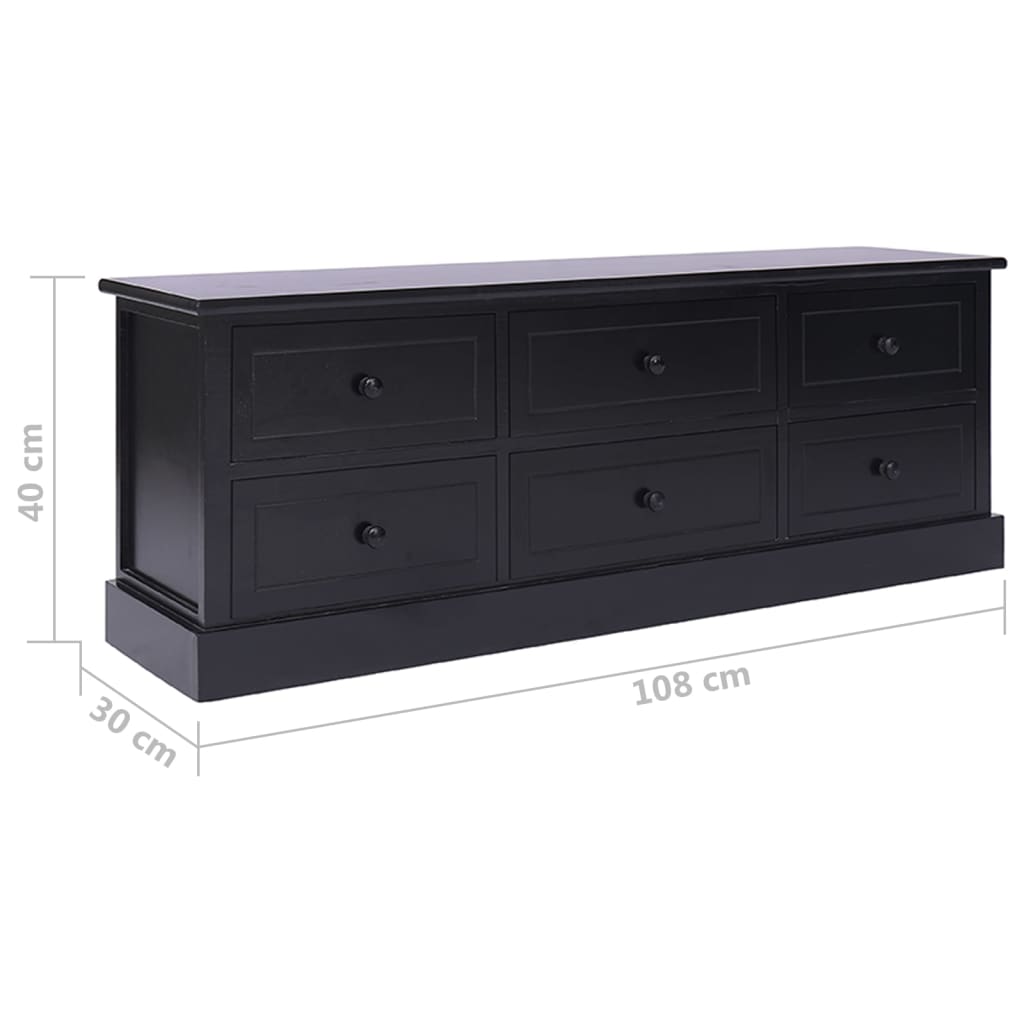Έπιπλο Τηλεόρασης Μαύρο 108x30x40 εκ. από Μασίφ Ξύλο Παυλώνιας - Pakobazaar