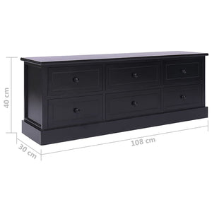 Έπιπλο Τηλεόρασης Μαύρο 108x30x40 εκ. από Μασίφ Ξύλο Παυλώνιας - Pakobazaar